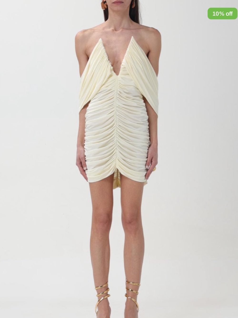 Magda Butrym One-Shoulder Ruched Cream Dress